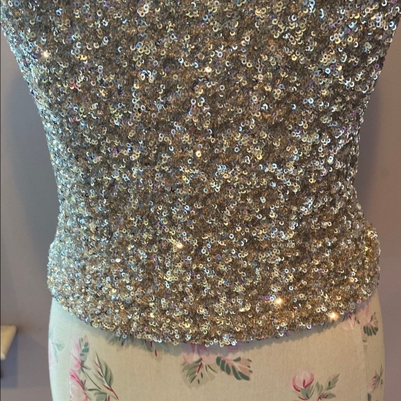 Zara Glittering Silver One-Shoulder Tank Top - Picture 3 of 12